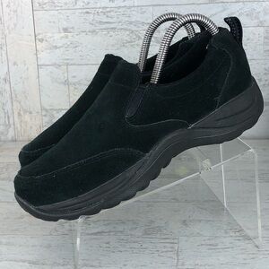 LL Bean‎ Black Suede Slip on Loafers Women's Sz 6.5 M Hiking Casual Shoes bin#4